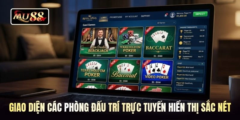 Giao diện các phòng đấu trí trực tuyến hiển thị sắc nét